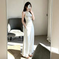 Slimming Lace Embroidered High Waist Lace Trim Hollow-Out Drapey Pants