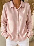 Women's Fall Casual Fashion Long Sleeve Lapel Collar Cardigan + Shirt 2026 - Blue
