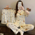 Women's Summer Japanese Short Sleeve Cardigan + Pants 3-Piece Set 2026 - 3-Piece Set Cardigan Apricot