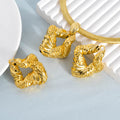Western Statement Africa Fashionable Jewelry Set Asymmetric Stone Texture Necklace Earrings Set Bangle 2-Piece Set Women
