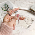Big Frame Prescription Glasses Korean Bare Face Influencer Asymmetric Blue-Light Lens Frame Retro Plano Frame Finish Item Prescription Sunglasses