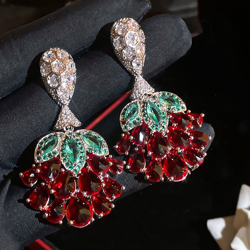 Rhinestone Flower Pearl Statement Earrings - view 9