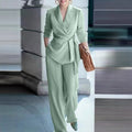 Fall Casual Fashion Tie-Front Pants + Top 2-Piece Set