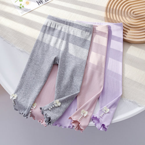 Girls' Bow Detail Leggings - Fall Outer Pants