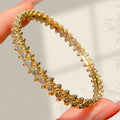 New Four Leaf Clover Heart Snake Chain Cubic Zirconia Fashionable Personality Versatile Rivet Bangle Women Light Luxury Premium Hand Jewelry