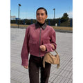 Women's Fall Casual Fashion Patchwork Jacket 2026 | Trendy Jacket - Lotus Pink