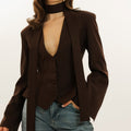 Women's Casual Fashion Long Sleeve V-Neck Jacket + Top 2026 | Trendy Jacket - Black