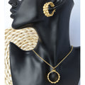 Overseas Bohemian Breeze Pair Band Round Beaded Pendant Necklace C Type Beaded Earrings Light Luxury 2-Piece Set