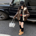 Girls' Premium Hooded Leather Jacket