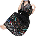 Women's Chinese French Short Sleeve V-Neck Printed Dress + Skirt 2026 - 1-1#