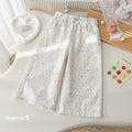 Girls' Cartoon Print Pocket Straight Pants