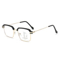 Men Formal Black Gold Square Frame Progressive Photochromic Reading Glasses Distance-Near Dual Anti-Blue Elderly Reading Glasses