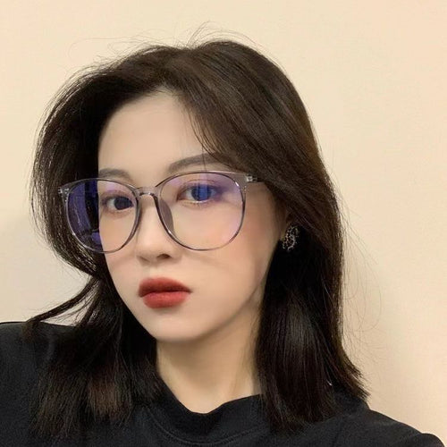 Fashionable Anti-Blue Artsy Retro Plano Round Frame Korean Glasses Can Fit Prescription Glasses Frame Big Frame