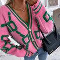 Women's Fall-Winter Knit Wool V-Neck Loose Sweater + Cardigan + Jacket + Top 2026 - Pink
