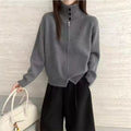 Women's Fall-Winter Korean Knit Wool High Neck Sweater + Cardigan + Jacket + Top 2026 - Off White