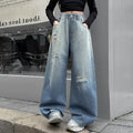 Girls' Gradient Hole Wide-Leg Curved Jeans