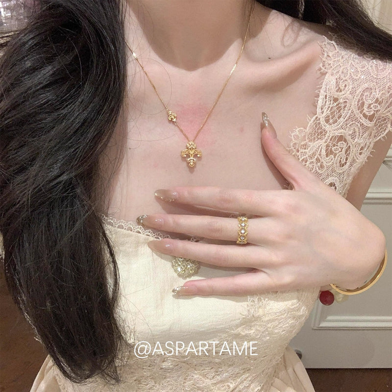 富贵鸢尾~vintage中古鸢尾花项链小众轻奢高级感锁骨链