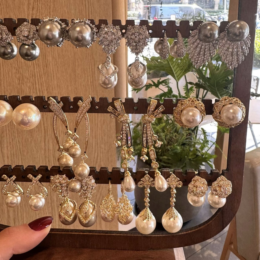 Vintage Silver-Tone Pearl Tassel Earrings - view 3