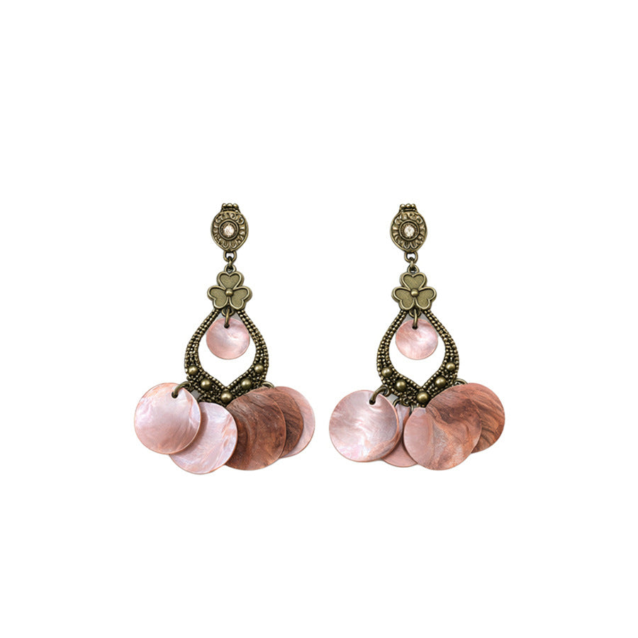 Bohemian Rhinestone Round Drop Earrings - view 5