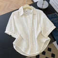 Summer Korean Casual Mesh Cotton Half Sleeve Double-Layer Lightweight Shirt