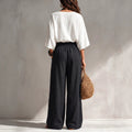 Casual Fashion Batwing Sleeve Wide Leg Pants + Top Set