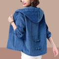 Women's Fall-Winter Korean Fashion Plus Size Loose Cropped Hoodie + Jacket 2026 - Blue