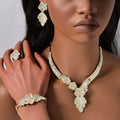 Dubai Gold Overseas 18K Gold Bride Knot Wedding Necklace Earrings Set Ring Bracelet Set Huawei Beauty India Women Banquet Set