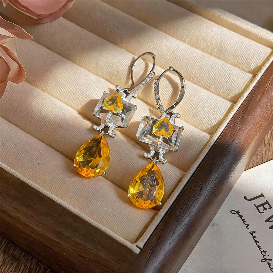 18K Gold-Plated Zircon Square Teardrop Huggie Earrings - view 7