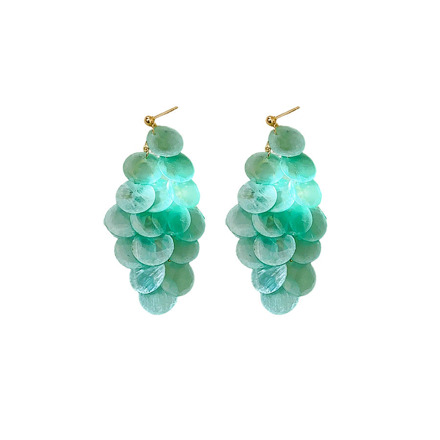 Shell Circle Tassel Stud Earrings - view 5
