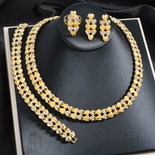 Africa Women Heart Spliced Jewelry Set India Ni Day Profit Asia Middle East Dubai Necklace Bracelet Set Earrings Ring