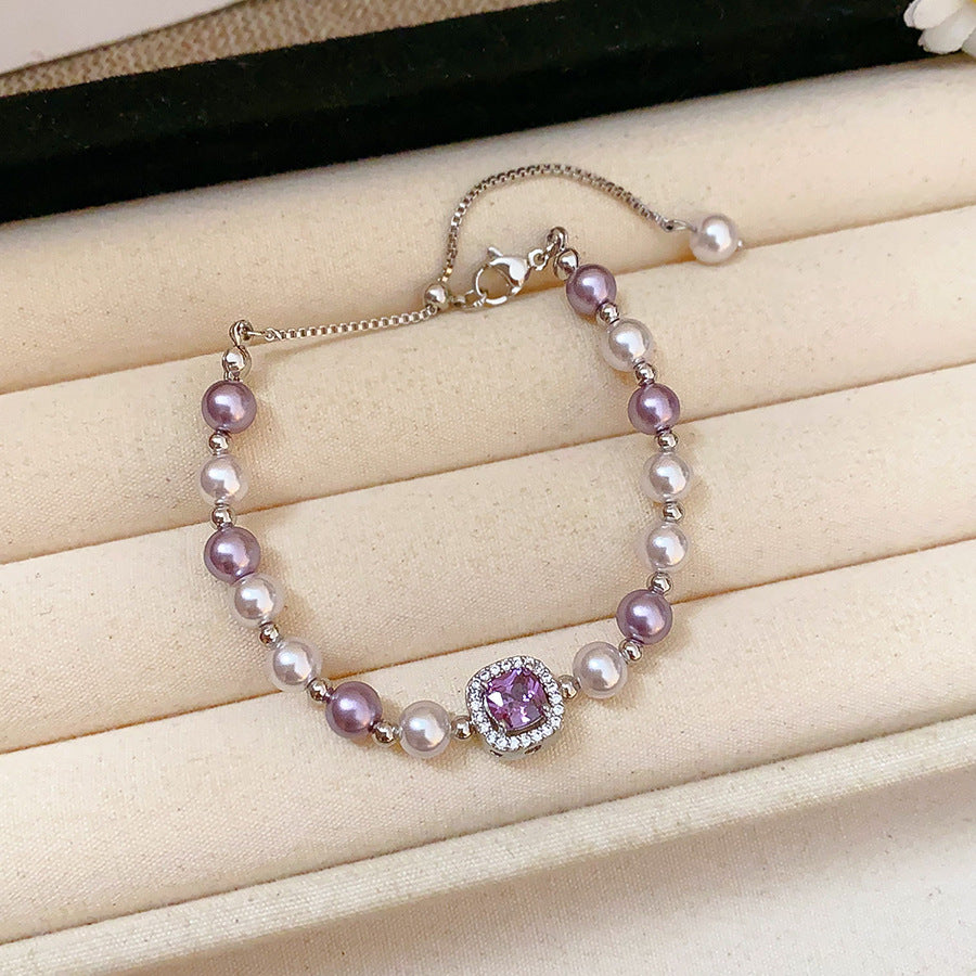 French Pearl Square Zircon Jewelry Set - view 6