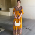 Women's Summer Chinese French Short Sleeve V-Neck Printed Dress + Skirt 2026 - 1-1#