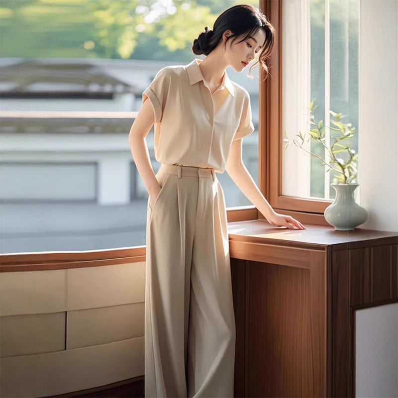 Summer Professional Fashion Shirt + Pants 2-Piece Set