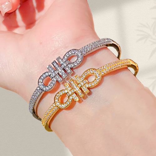 Premium Starry Sky Light Luxury Cubic Zirconia Bangle Girls Fashionable Simple Bracelet Couples Elegant Versatile Hand Jewelry Wholesale