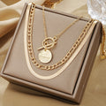 EU/US Import Retro Versatile Multi-Layer Snake Chain Necklace Simple Coin Pendant OT Clasp Necklace Accessory Women Wholesale