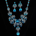 Western Imperial Breeze Super Sparkle Rhinestone Flower Teardrop Stud Earring Necklace Set Women Clavicle Chain Light Luxury Premium Necklace