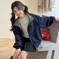 Girls' Fleece-Lined Plaid Zip Windbreaker Jacket