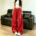 Summer Sporty Casual Striped Loose Elastic Wide Leg Pants + Pants