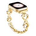 Fits Apple watch Band Rhinestone Stainless Heart Apple Band