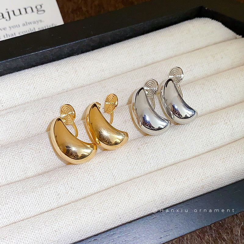 Metal Oval Teardrop Clip-On Earrings - view 2