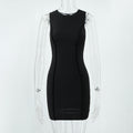 Solid Sleeveless Crew Neck Bodycon Dress, Ins Style