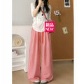 Women's Summer Casual Relaxed Plaid Textured Lightweight Wide Leg Pants + Pants 2026 - Blue