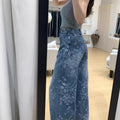 Retro Jacquard Embroidered High Waist Loose Wide Leg Pants + Pants