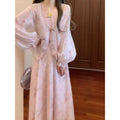 Women's New Chinese Fashion Frog Button Floral Qipao Dress + Skirt + Cardigan + Tank - As Pictured