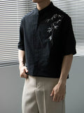 Nengmeng Neo-Chinese Stand Collar Embroidered Shirt