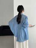 Summer Korean Casual Tencel Long Sleeve Slit Striped Sun-Protection Shirt + Jacket