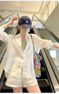 Summer Old Money Fashion Linen Sun-Protection Wide Leg Pants + Shirt Set