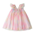amazon rainbow wings mesh girls dress 2026 summer style flying sleeve baby princess dress puff skirt