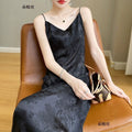 New Chinese Style Padded Jacquard Camisole Long Dress, Plus Size