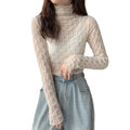 Women's High Neck Sheer Lace Layering Top